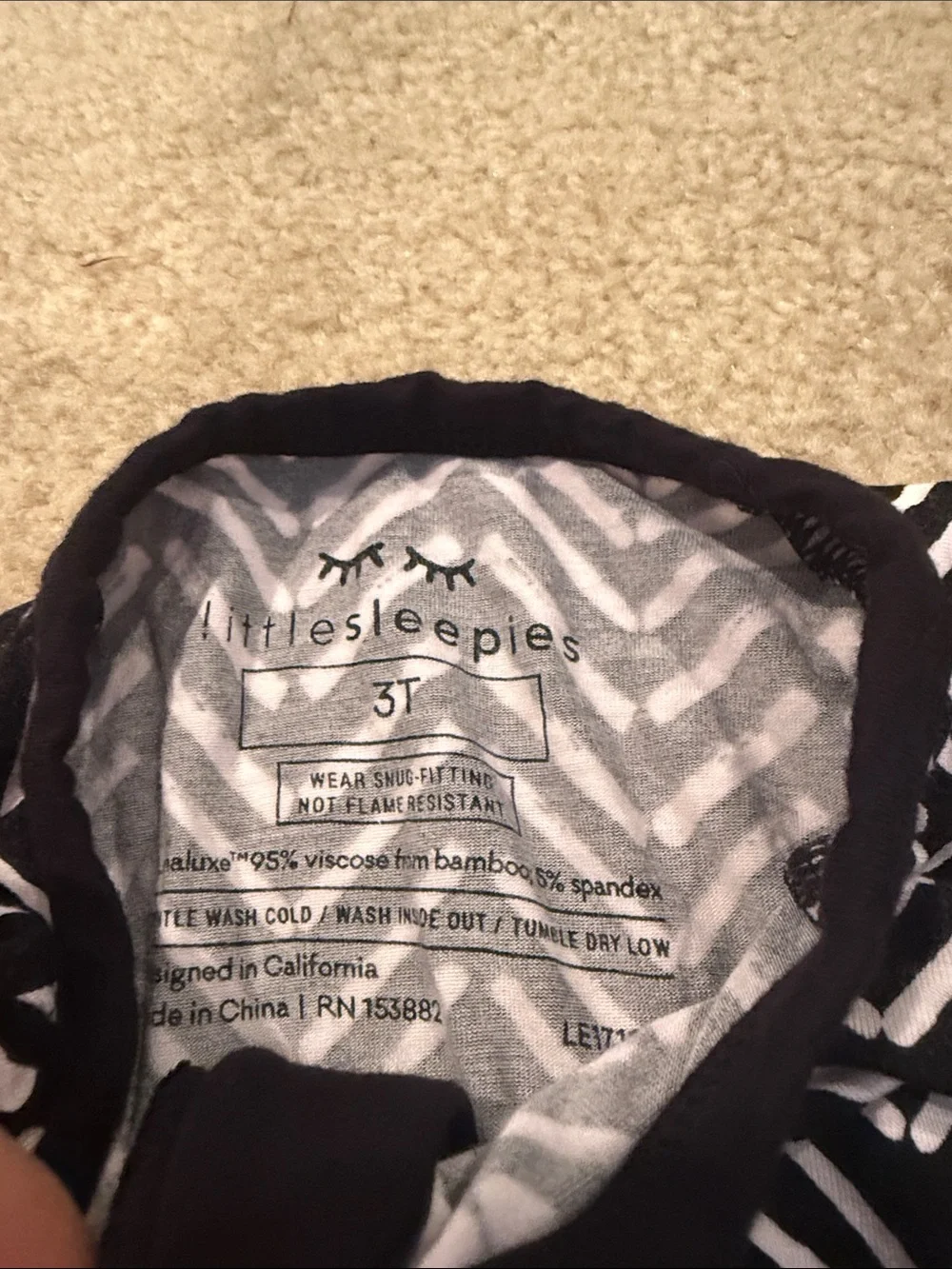 Black & White Chevron little sleepies zippy